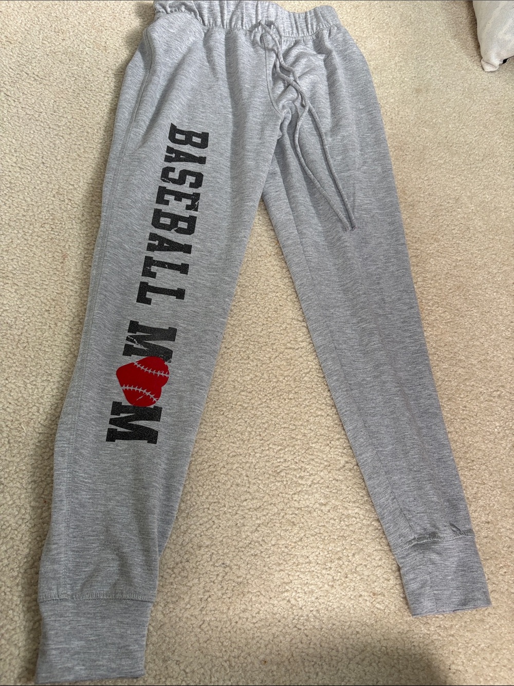 Women's Gray 'Baseball Mom' Jogger Sweatpants with Red Accent